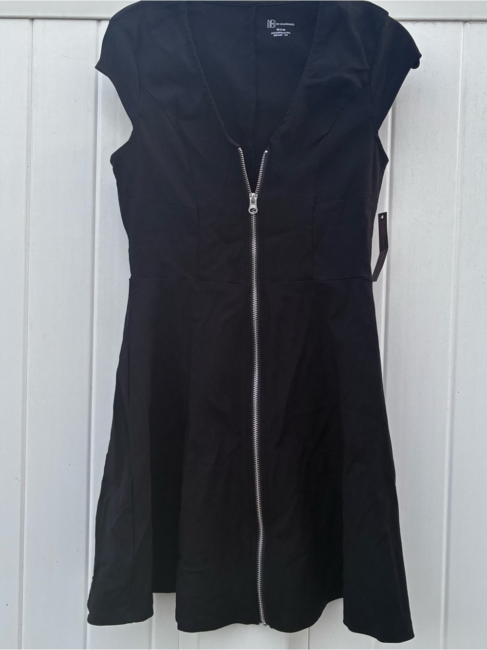 No Boundaries Black Dress Zip-Front Women's Goth Alternative Spandex NWT